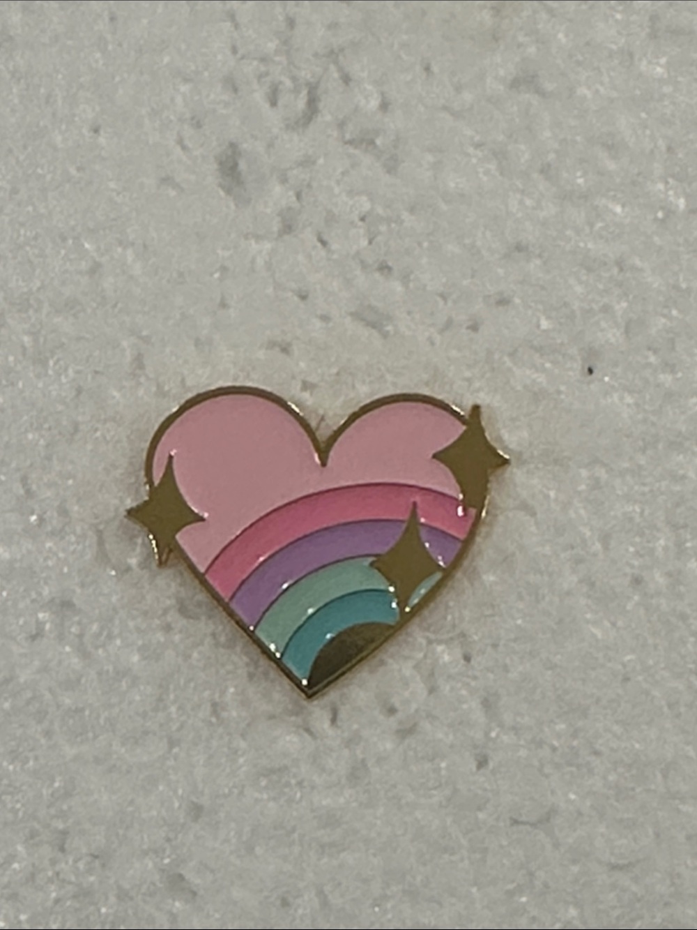 Kids Pink Heart Rainbow Enamel Pin